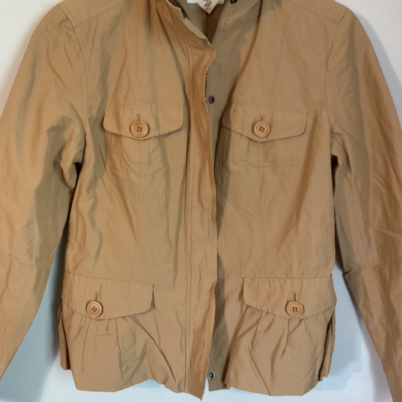 Talbots Utility Jacket Lightweight Full Zip Button Pockets Tan Size M - Picture 7 of 8